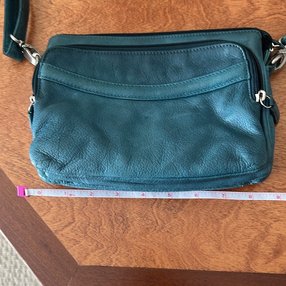 Osgoode Marley Teal Leather Crossbody Travel Bag - Picture 7 of 8
